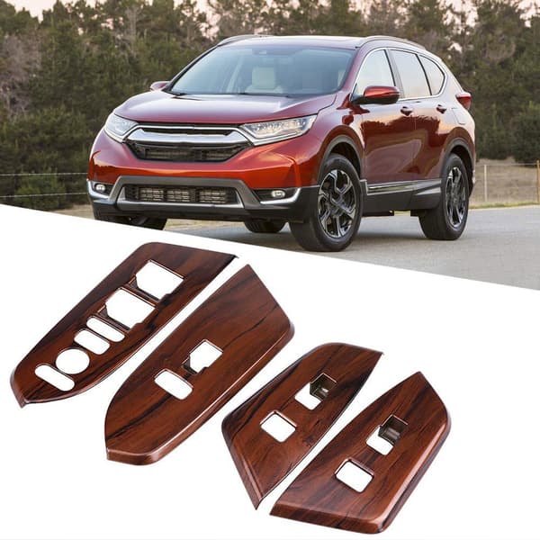 4st Inner Window Switch Panel Cover Trim för Honda CRV 2017 (Peach Wood Grain)