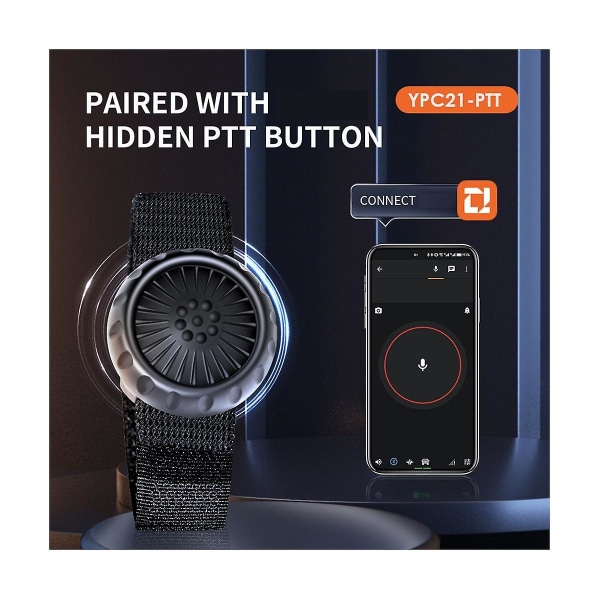 Langaton Bluetooth Ptt Walkie Talkie -ohjauspainike säädettävällä hihnalla Zello Ios Android-älypuhelimelle Black