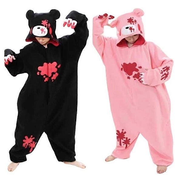 Gloomy Blood Bear Ny Sort Pink Cosplay Kostume Fleece Dyr Onesies Pyjamas Voksen Cosplay Kostume Pyjamas Nattøj Engros Black XL