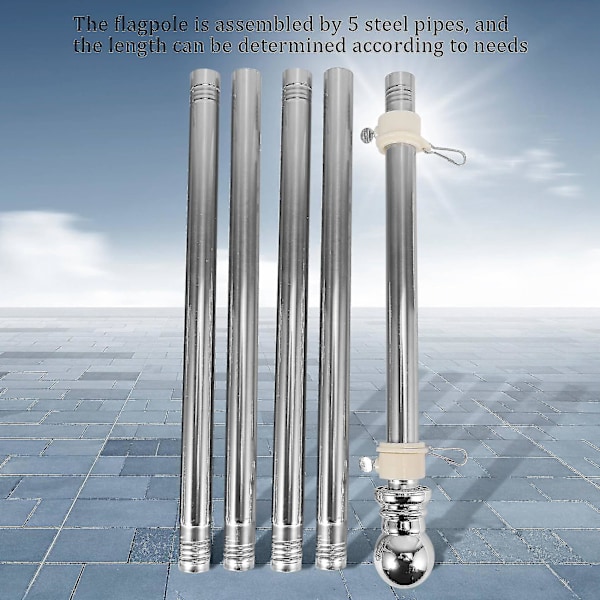 Flagstang, Flagstang i Rustfrit Stål, Velegnet Til Husgård Have, Anti-rust Flagstangs Holder (silkuo Lu-hao