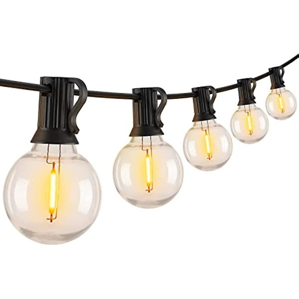 Brightown Utomhus ljusslinga 38ft(28+10) - Led ljusslinga G40 Globe Patio ljusslingor energibesparande med 15 Led-lampor  Splitterskyddad hängande utomhusl