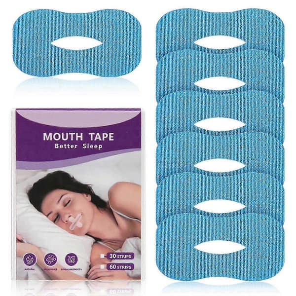 Munntape for anti-snorking, anti-munnstrimler for mindre munnpusting, lindring, søvnforbedring 30PCS Blue