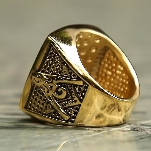 Vintage tungt rostfritt stål All Seeing Eye Ring För Män Kristall Guld Färg Mason Masonic Punk Man Ring Mode Smycken Present 11