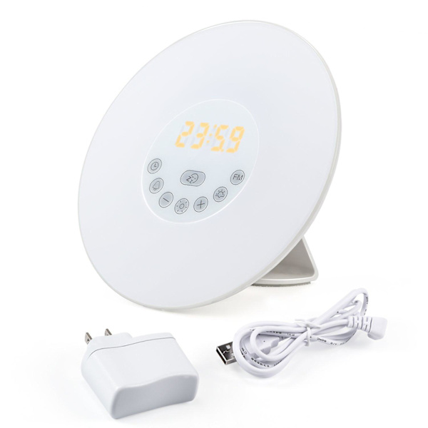 Soluppgångs väckningsljus, klockalarm, väckningsljus, simulerat solljus väckningsljus, LED-nattljus, sänglampa