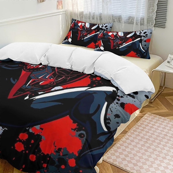 v278 Spider-Man 3-delt sengesett for enkeltseng - Inkluderer 1 enkelt dyne og 2 putetrekk - Falmebestandig mikrofiber - Spider io278 135x200cm 53x78in