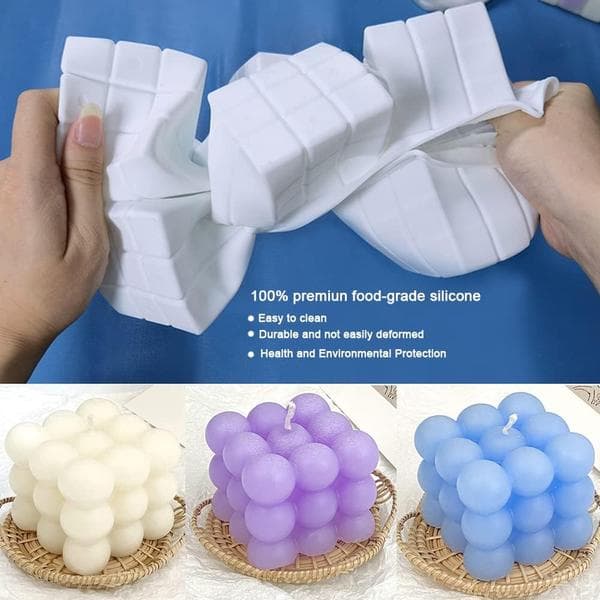 Boblelysforme, 6-hullers Rubiks terning silikoneforme, DIY-forme til kreative bagningsmousser.