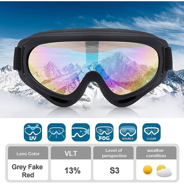 Skibriller Unisex vindtæt UV-beskyttelse Snescooterbriller