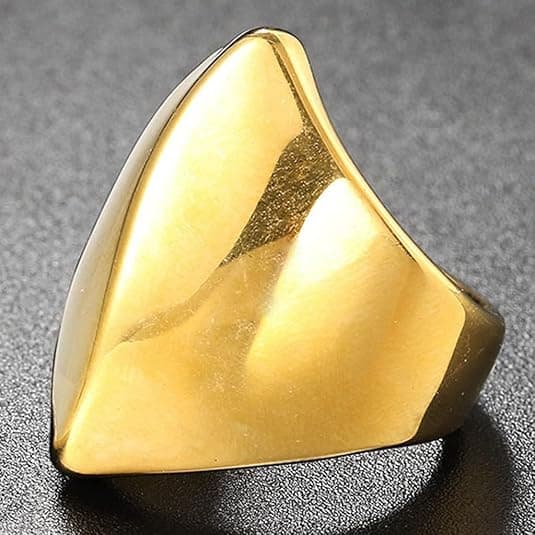 Rustfrit stål uregelmæssig form bjerg bakke pyramide form biker statement cocktail party ring