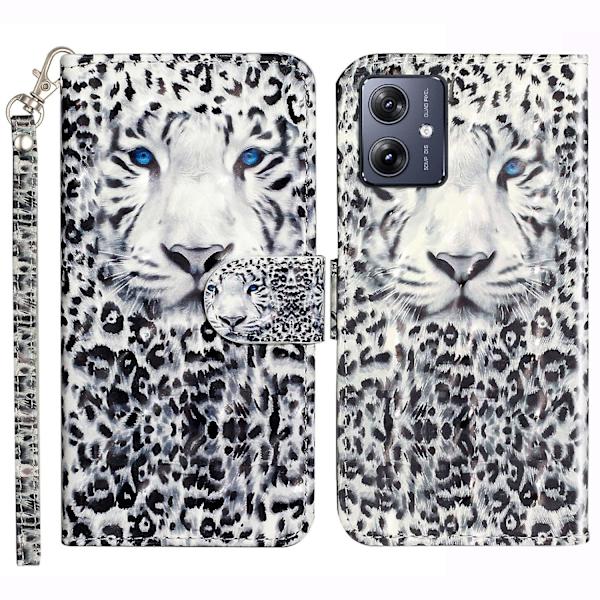 För Motorola Moto G14 5g Plånboksfodral i Läder 3d Mönster Folio Cover Leopard