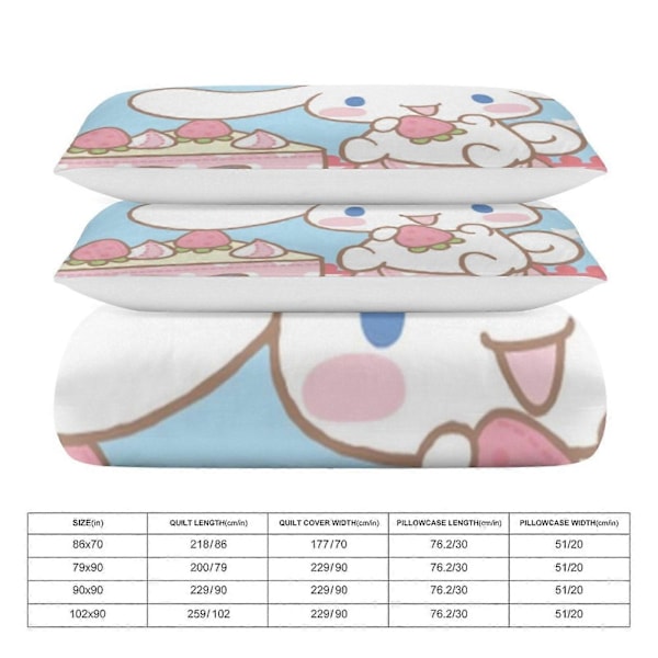 v1415 Cinnamoroll Dynesett Tykkere Myk 3 Deler Sengetøy Sett Helårs Dynetrekk med 2 Putetrekk for Voksne Kvinner Jenter Tenåringer Hjem Rom Dekor io 135x200cm 53x78in