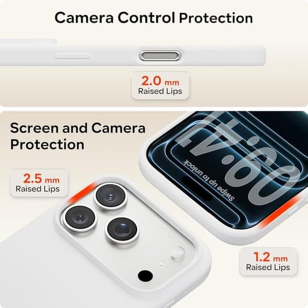Flytande silikonfodral för iPhone 16 Pro, Støtsikkert mykt telefondeksel, Full beskyttelse, Hvit white iPhone 16 Pro