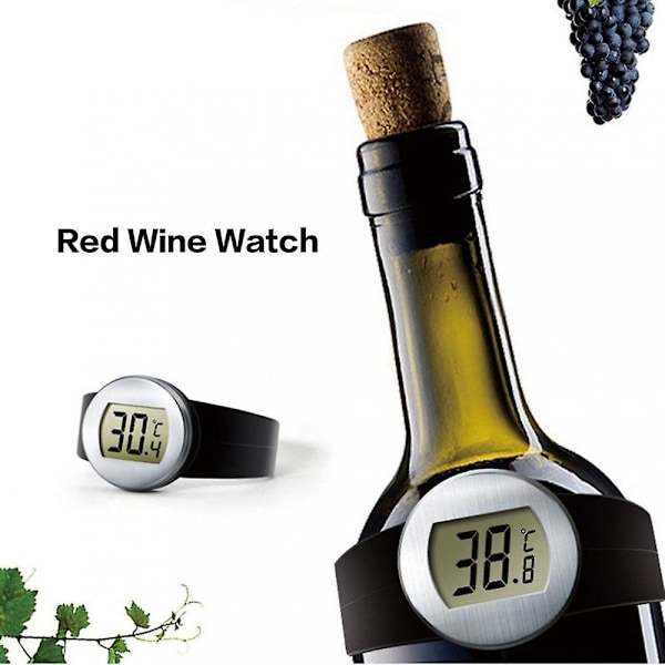 Digital Flaska Rött Vin Termometer Bar Dryck Temperaturmätare Klocka LCD Champagne Checker Armband Termometer Köksredskap