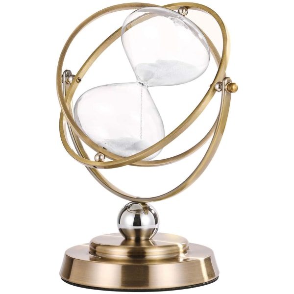 Large Brass Hourglass Timer 60 Minutes, Antique Rotating Black Sand Clock Metal Sand Watch 60 Min, Unity 1 Hour Glass Sandglass For Gifts, Home, Desk,