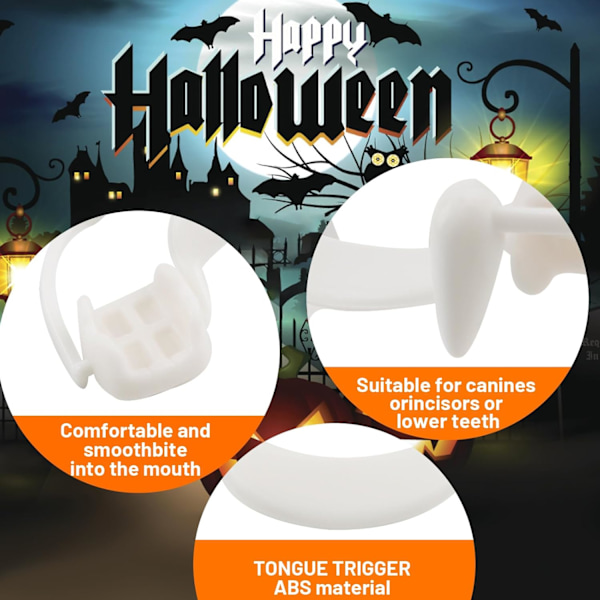 4 stk. Retractable Vampire Fangs Kit Teleskopiske Tenner Fangs Braces Falske Gebiss for Cosplay Party Props Halloween Party Fangs (4 stk. Normal)