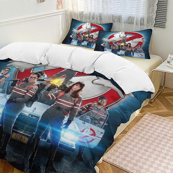 x104 Ghostbusters 3-delt sengesett Varmt og komfortabelt mykt dynetrekk sengesett med 1 dynetrekk og 2 putetrekk for soverom b104 135x200cm 53x78in