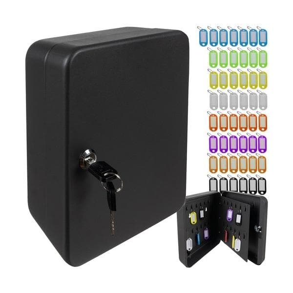 Key Box, 48 Key Hooks Wall Mounted Key Cabinet, Car Key Holder, Lockable Key Storage Box