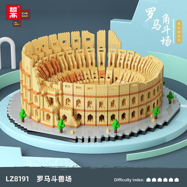 Nya världens arkitektur Mini Blocks Lezi Roman Colosseum Modell Diamond Building Bricks Pedagogiska leksaker Barn Present 8191|block| - with no box