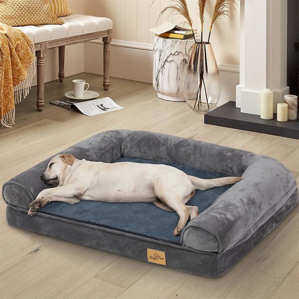 Vattentät stor skum hundsäng Pet Cuddler soffa Grey 100x75x19cm