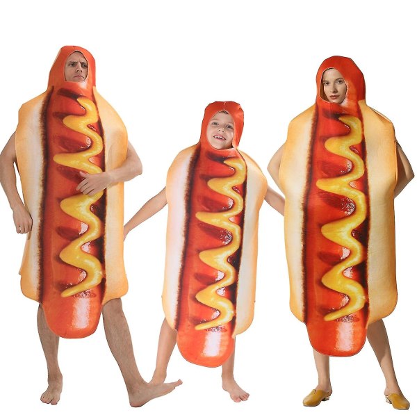 Vuxna Barn Roliga 3d Print Mat Korv Hot Dog Kostymer Halloween Män Kvinnor Familj En-delad Pizza Kostym Karneval Mat Kostym Pizza men