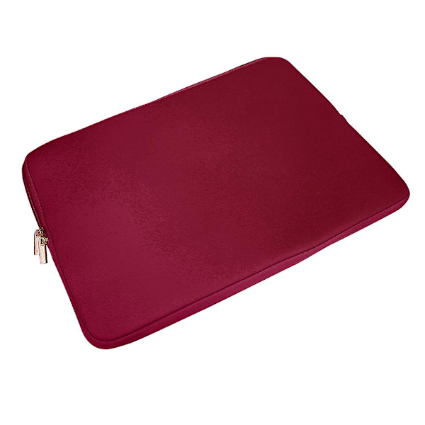 15 tommer vinrød laptop sleeve ensfarvet dobbelt lynlås håndtaske notebook beskyttende etui