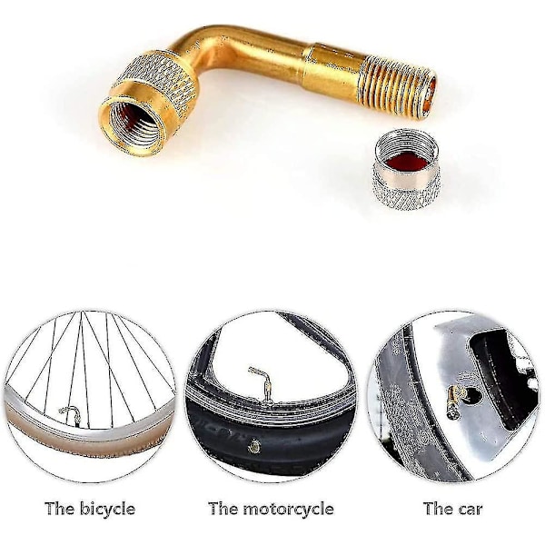 2-pack Universal Däckventilförlängning, 90 Grader Däck Schrader Ventilförlängning Mässing Adapter Kompatibel För Personbilar, Barnvagn, Cyklar, Mo