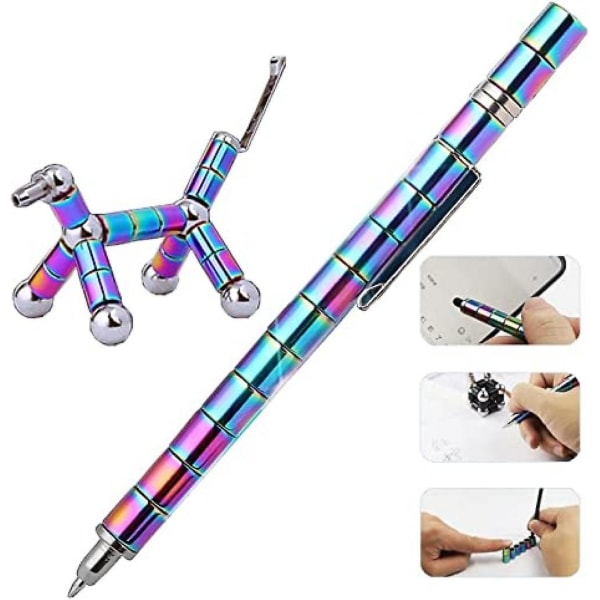 Dekompression magnetisk metalpen, aflastning af stress, Strato Pen Multifunktionel deformerbar magnet skrivepen Polar Pen (farverig)