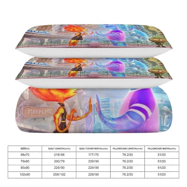 x102 Elemental 3-delat Sängklädesset Varmt och Bekvämt Mjukt Påslakanset med 1 Påslakan och 2 Örngott för Sovrum b102 135x200cm 53x78in