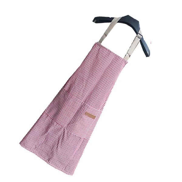 2 st Köksförkläde med 2 fickor Justerbart Bib Chef Förkläde för män Kvinnor Röd Strip