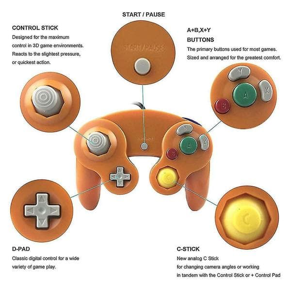 Ny kablet håndkontroller for Nintendo Gamecube-konsoll og Wii U-konsoll yellow