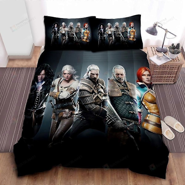 v3394 Sängkläder The Witcher 3 Wild Hunt Huvudkaraktärer Illustration Påslakanset Sängkläder IU3394 135x200cm 53x78in