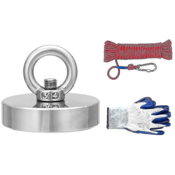 35-600 kg Neodym fiskeri bjærgningsmagnet med 20 m reb og handsker til detektering af metalskatte _ 60mm