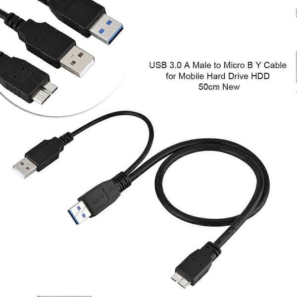USB 3.0 A-han til Micro B-han Han til han Strømforsyningskabel Y-kabel til mobil harddisk HDD 50cm