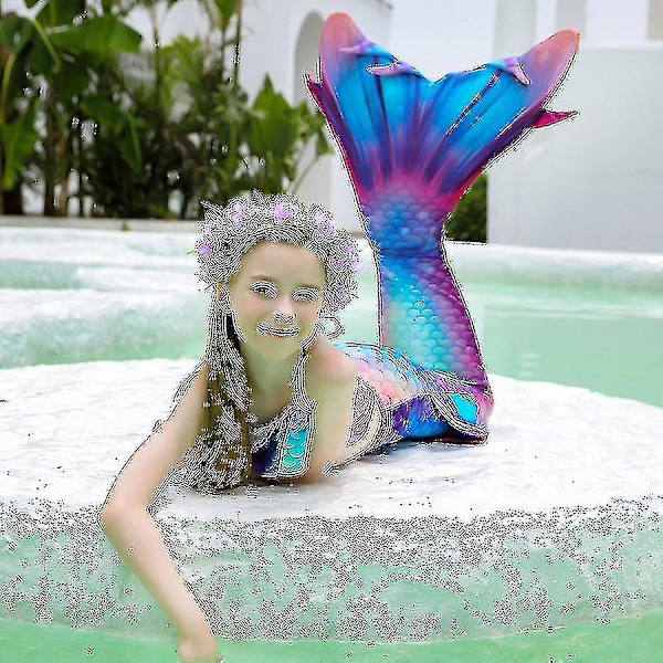 5 stk/sett Jenter Havfrue Hale Badedrakt Barn Havfrue Ariel Cosplay Kostyme Fantasy Strand Bikini Sett 1 110