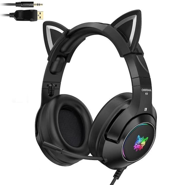 Onikuma K9 Headphones Cute Cat Ears Gaming Headset Microphone 7.1 Surround