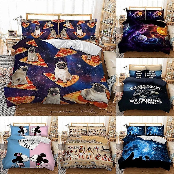 v4837 Sengetøy Galaxy Skull Mikke Mus Dynetrekk Sett Komplett Sengesett Sengetøy IU4837 135x200cm 53x78in