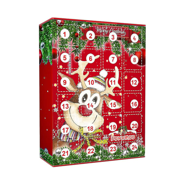 Nyckelring Nedräkning Blind Box 24 Dagar Advent Älg Julkalender Överraskning Blind Box Hänge i Resin Presentförpackning