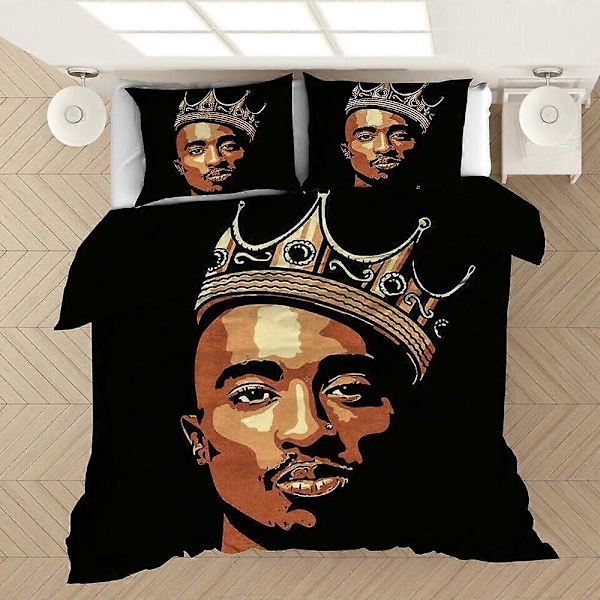 a1275 Sengelinned Musik Rapper Pac Tupac Dynebetræk Sæt Doona Betræk Sengetæppe Børn 3-delt Sengesæt (1 Dynebetræk + 2 Pudebetræk) Tm12 220x240cm 94x102in