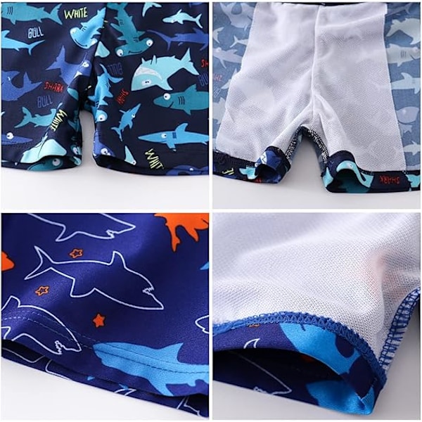 Guttesvømmebukser, 2-pakning Baby Boys Cute Shark Dinosaur Casual Svømmebukser Barn Svømmedrakt Strandferie Svømmebrett Shorts Alder 1-9 år