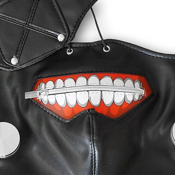 Tokyo Ghoul Kaneki Ken Cosplay-naamio Halloween Punk Mask -naamio Masquerade Props Goottilainen säädettävä vetoketjunaamio irrotettavalla silmälappulla