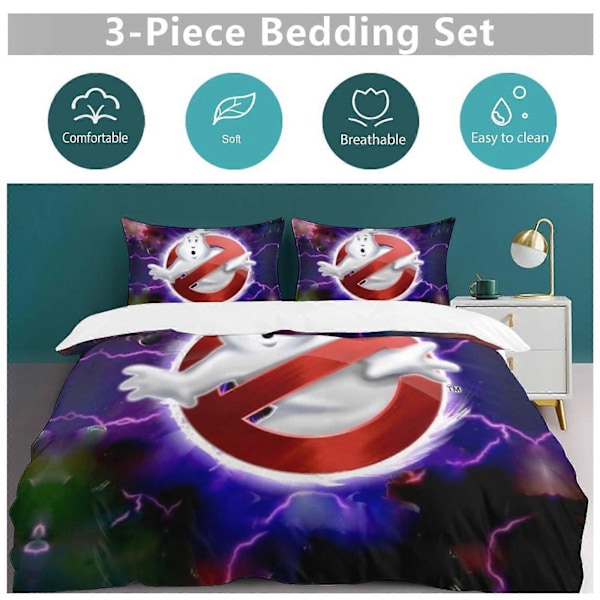 x600 Ghostbusters Peittopussilakana Mikrokuitu Vuodevaatesetti 3D-painettu Kevyt 3-osainen Peittosetti, 1 Peittopussi ja 2 Tyynyliinaa Lapsille Pojille 135x200cm 53x78in
