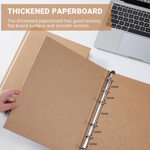 A5 6-ringbind, A5 ringbindmappe, A5 ringbind 6 huller, Kraft A5-mapper til tilføjelse af brochurebeskyttere Scrapbooking Papir Løse blade, 2 stk
