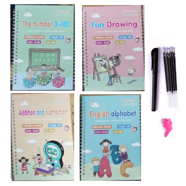 4 st magiska bläckkopior för barn Återanvändbara handskriftsarbetsböcker för förskolor Malldesign - Jxlgv set 4