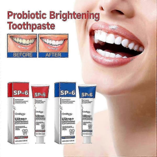 1-3st SP-6 Probiotika Whitening Tandkräm för Tandblekning, Lyster & Fräsch Andedräkt - Blå Red 3pcs