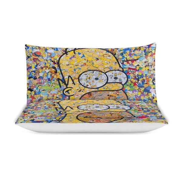x387 The Simpsons 3-delt Sengesæt Varmt Og Behageligt Blødt Dynebetræk Sengesæt med 1 Dynebetræk Og 2 Pudebetræk til Soveværelse b387 135x200cm 53x78in