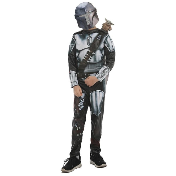 Star Wars The Mandalorian Cosplay Kostume Outfit Børn Drenge Jumpsuit Med Kappe Maske Fest Fancy Dress Up Suits 4-6 Years