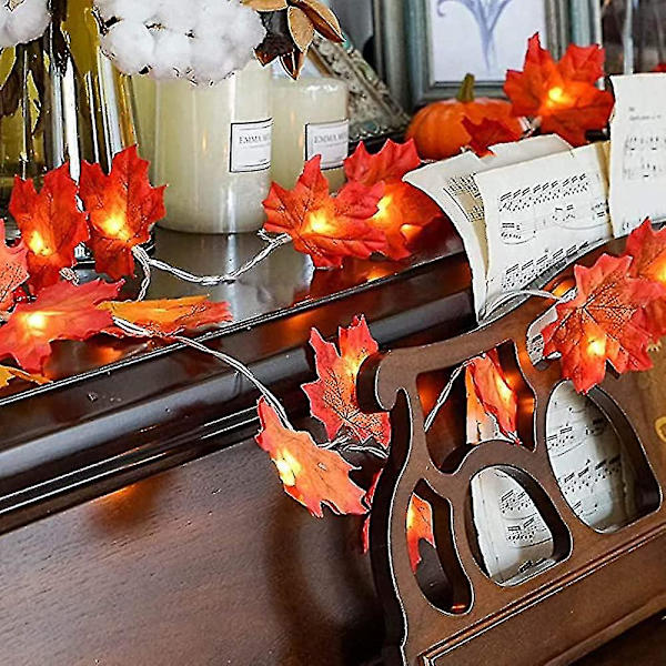 Höstlöv ljusslinga med LED-lampor Vattentät ljusslinga för Thanksgiving Halloween-dekoration