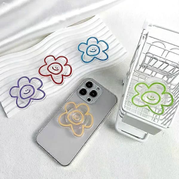 Original design uttryck blomma mobiltelefonhållare Populärt Socket-grepp Vikbart lat stativ Enkel stil blå