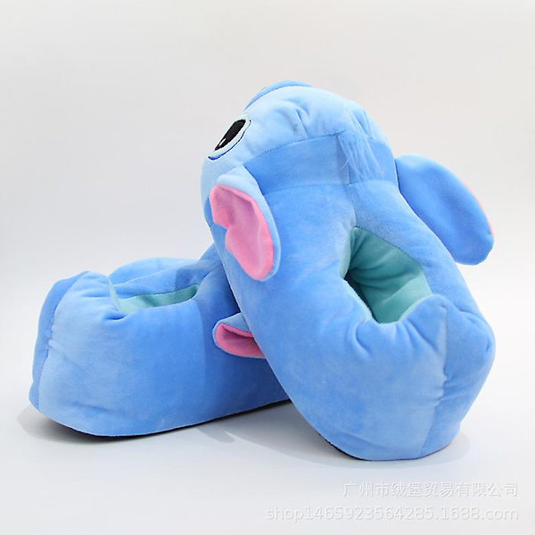 Blå Stitch Vintertøfler Sjove Indendørs Unisex Voksne Udstoppede Plys Sko