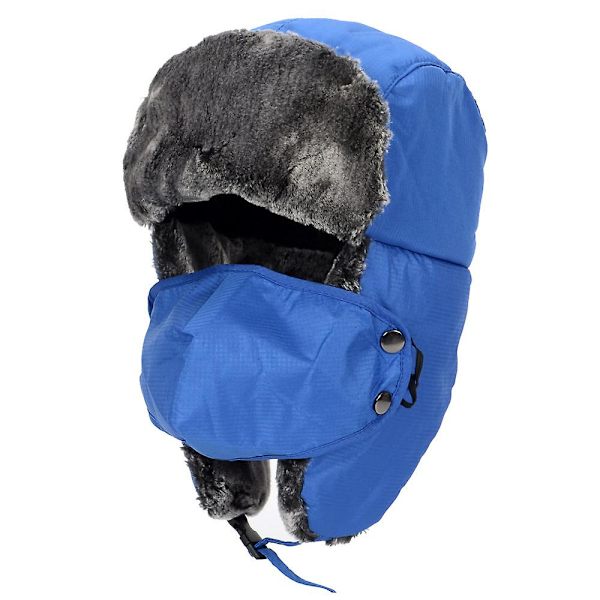 Vinter Trapper Trooper Lue for Gutter og Jenter, Utendørs Varm Skilue Vindtett Maske Øreklaffer Ushanka Fleece Lue for Barn Blue