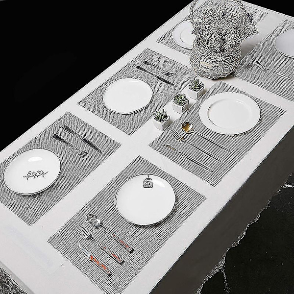 4 stk./sæt Fleksible Pladsemåtter Anti-scratch Rektangulære Elegante Vandtætte Kopunderlag Bordmåtter Køkkenartikler Jikaix Black